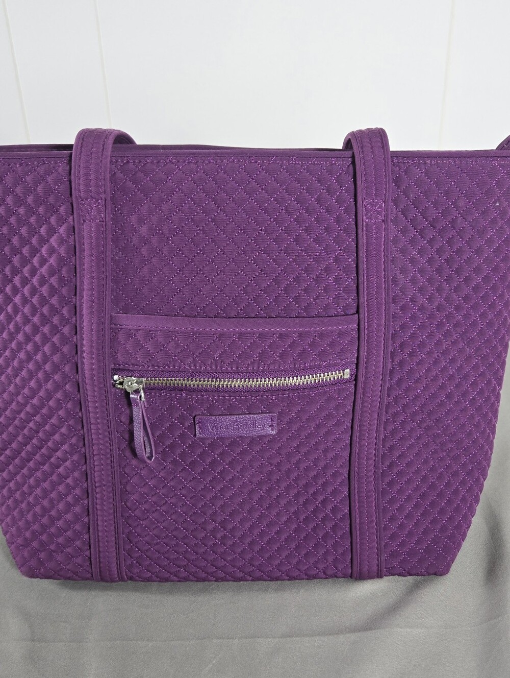 Vera Bradley Plum Quilted Tote with Front Zip Pocket
